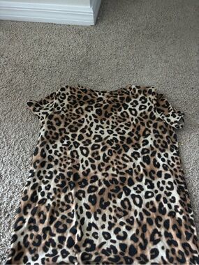 Leopard Print Short Sleeve Women's Top - Tan and Black